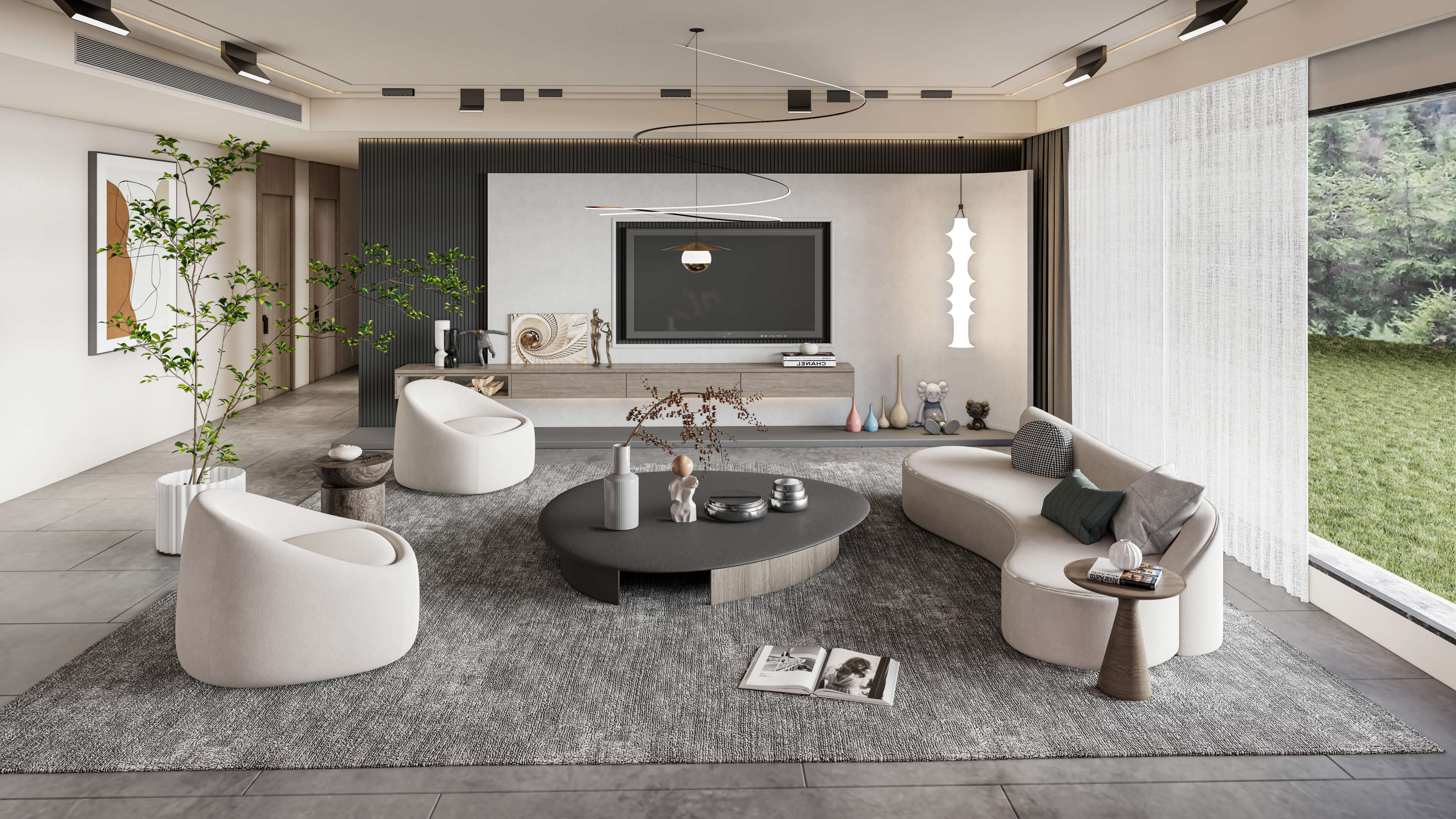 Living Room Interior Full Scene 9 - 3D Model by IID Studio
