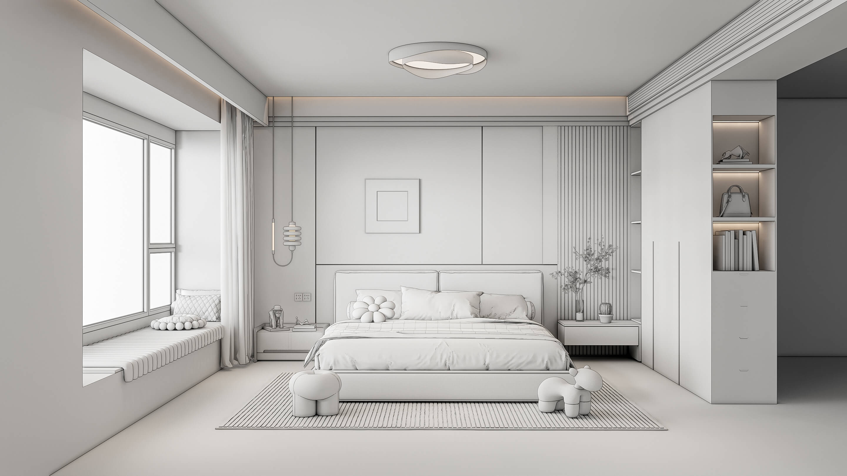 Modern Bedroom Interior 12 - 3D Model by IID Studio