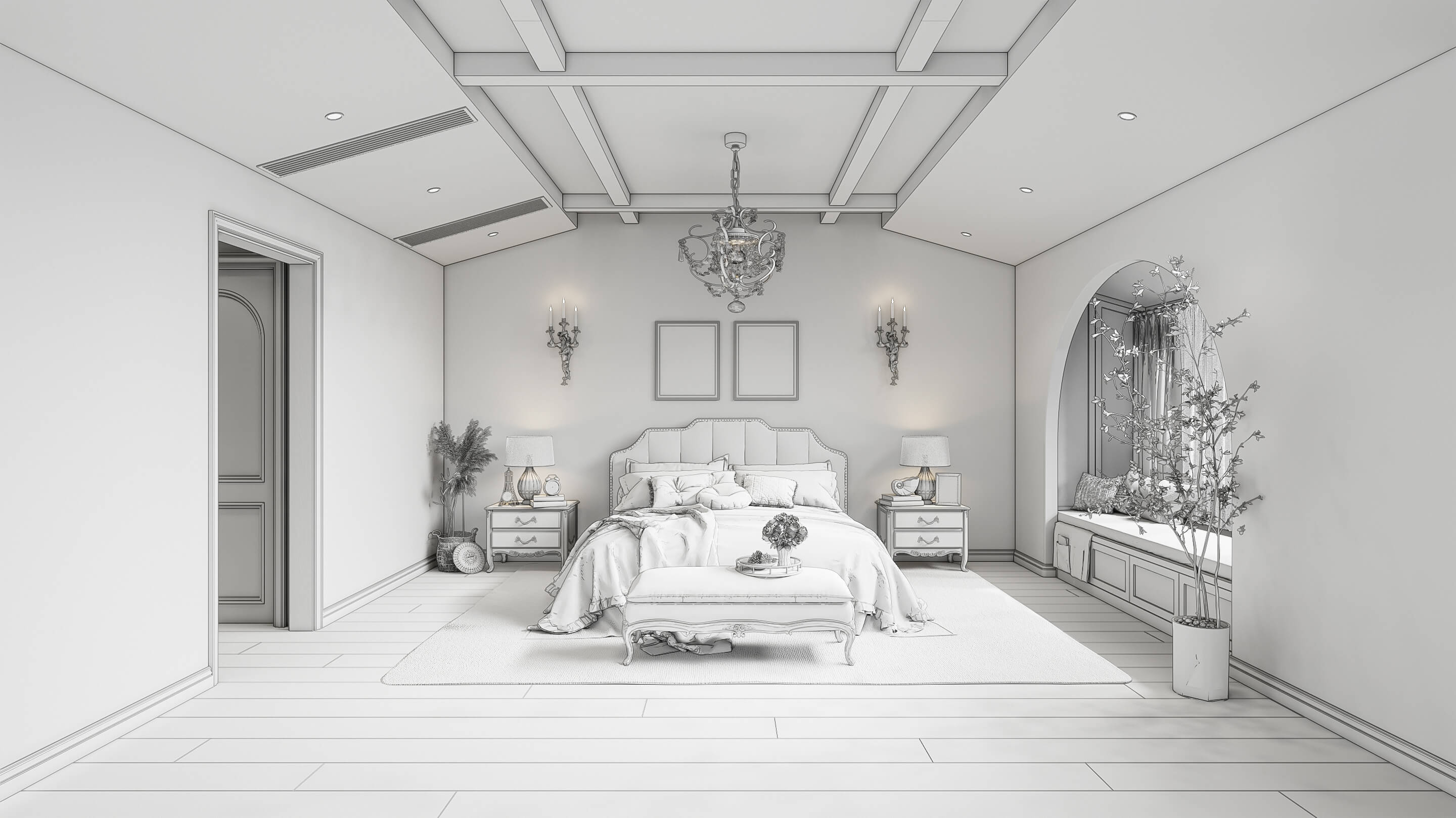 Modern Bedroom Interior 16 - 3D Model by IID Studio
