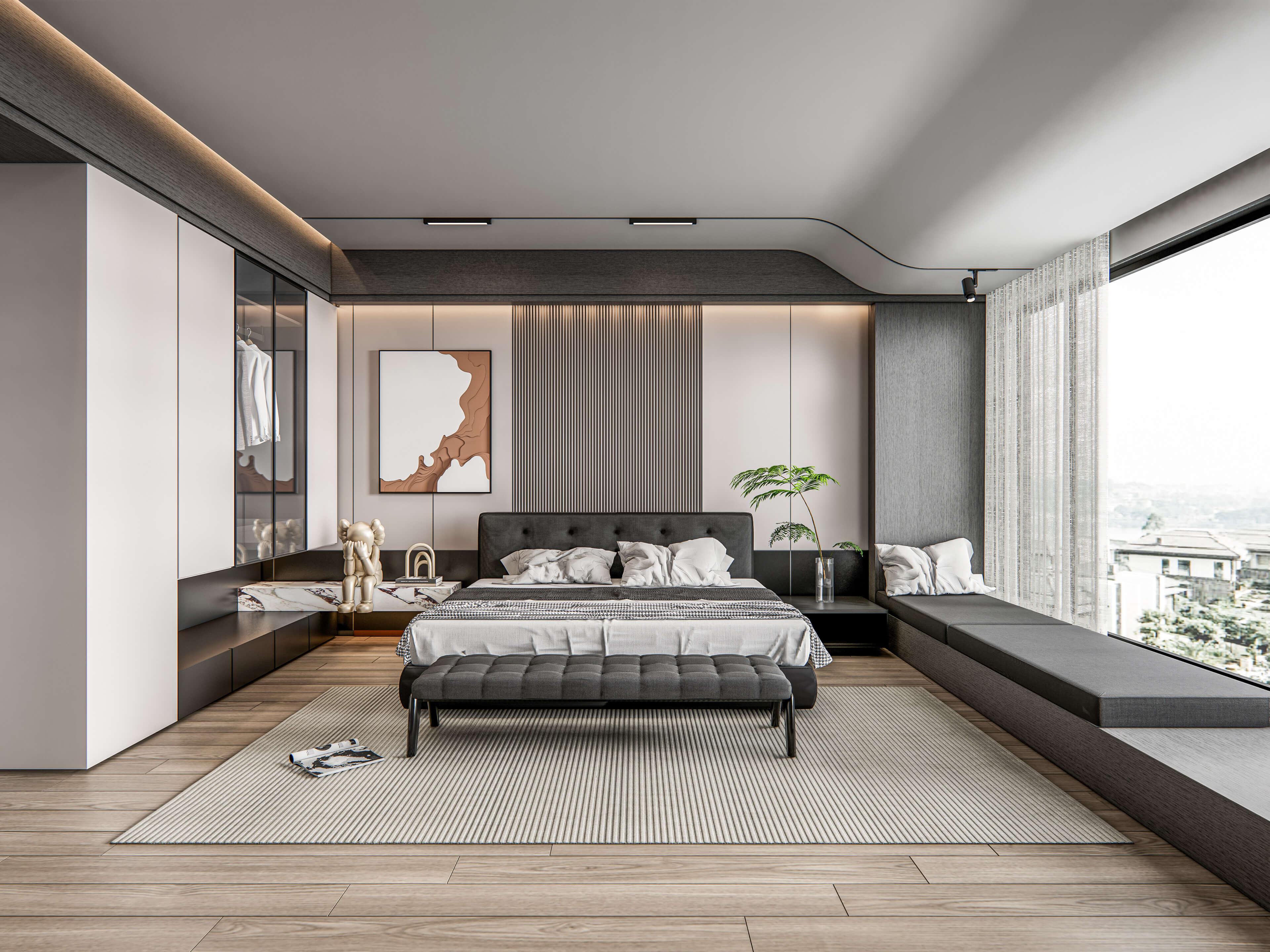 Modern Bedroom Interior Scene - 3D Model by IID Studio