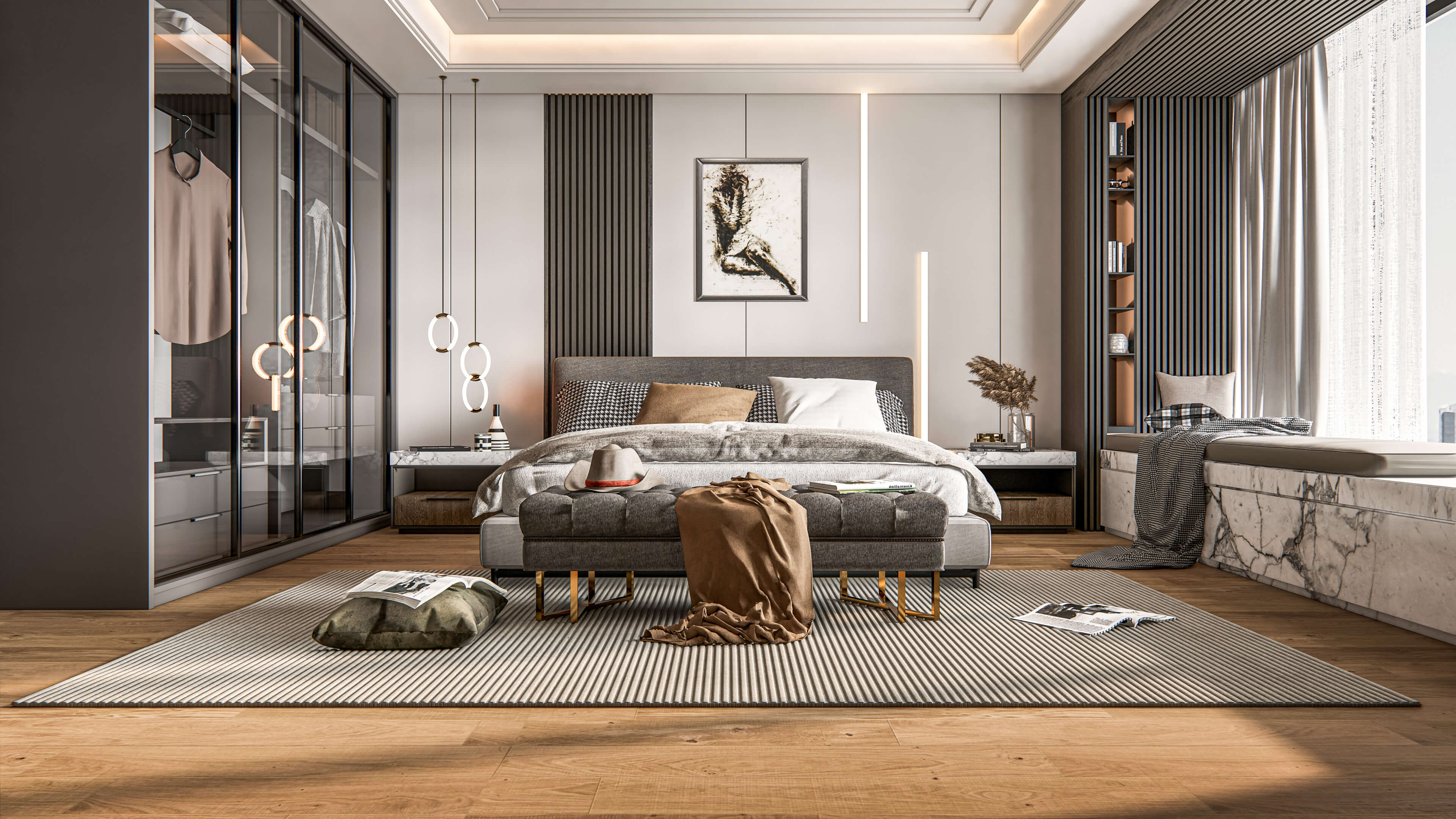Modern Bedroom Interior 03 - 3D Model by IID Studio