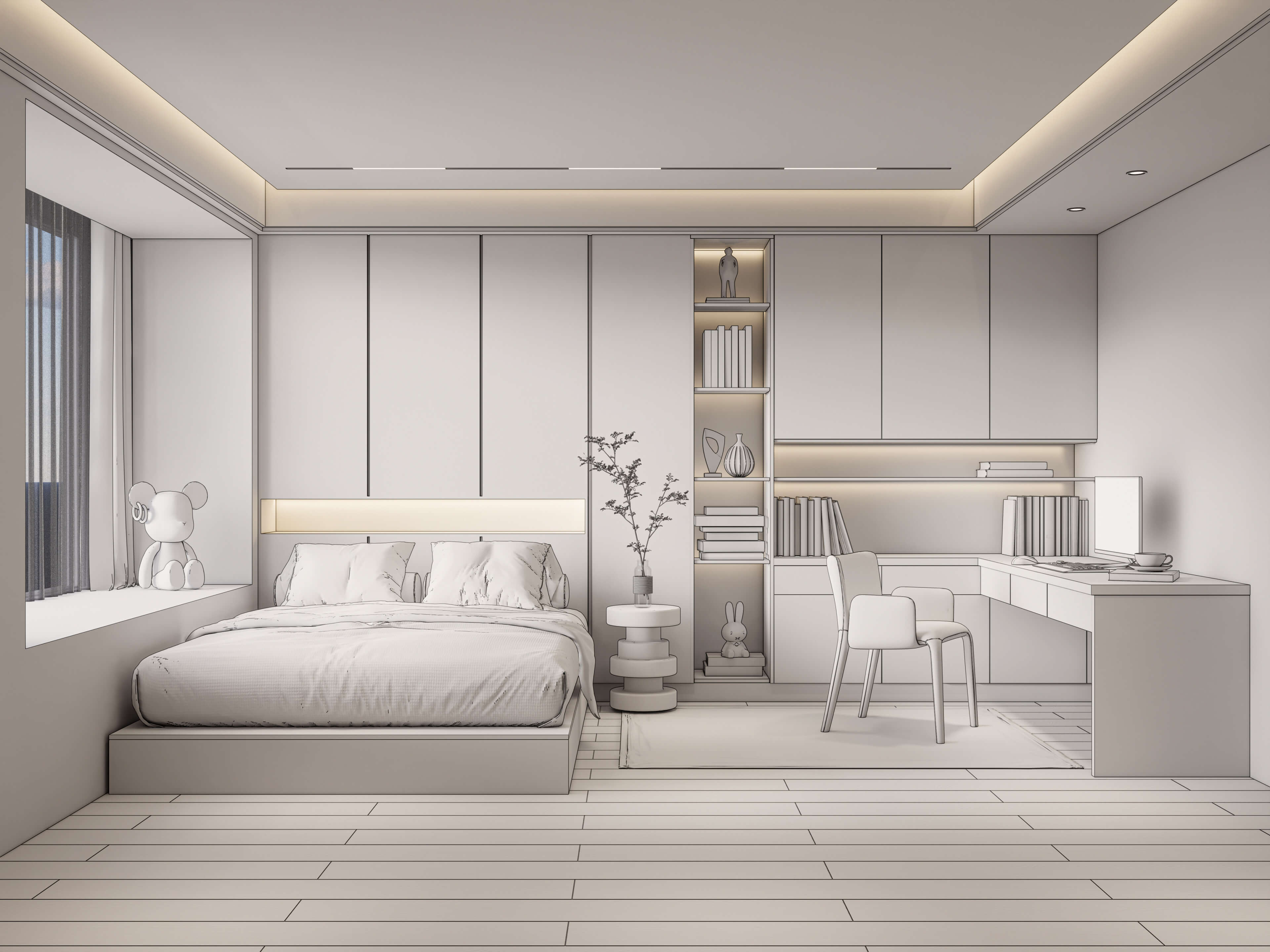 Modern Bedroom Interior 04 - 3D Model by IID Studio