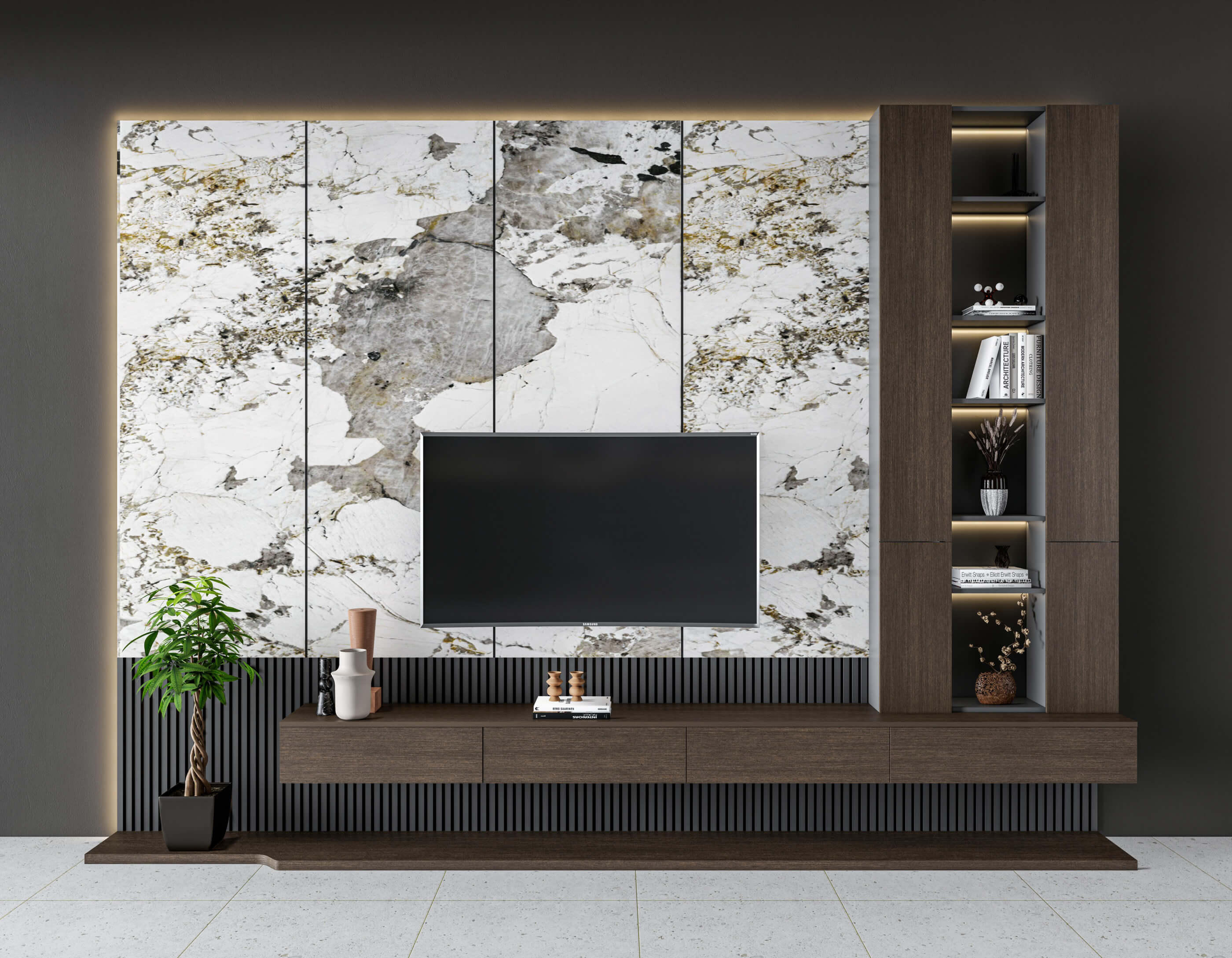 TV Wall Unit 3D Model by IID Studio