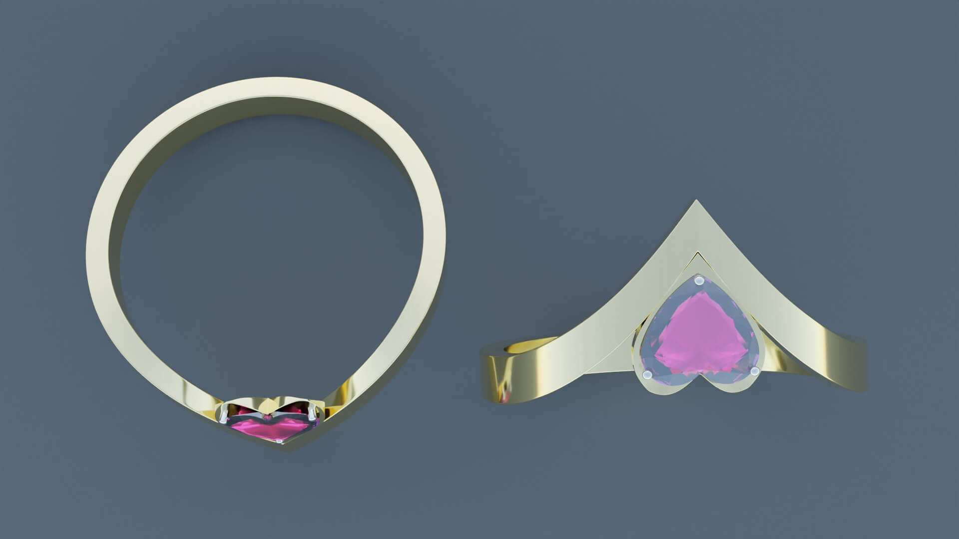 Heart Gold Ring - 3D Model by ilham45