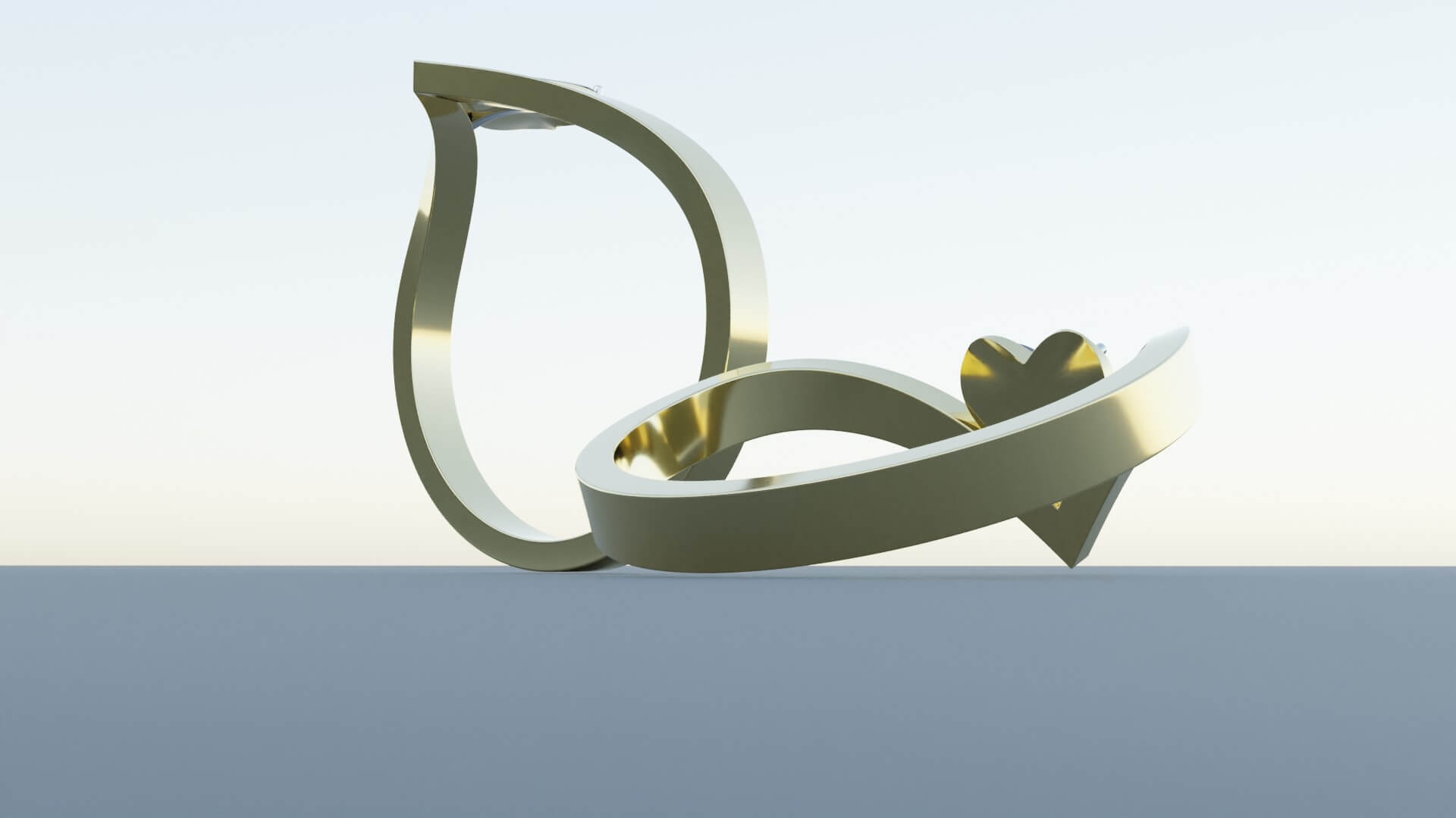 Heart Gold Ring - 3D Model by ilham45