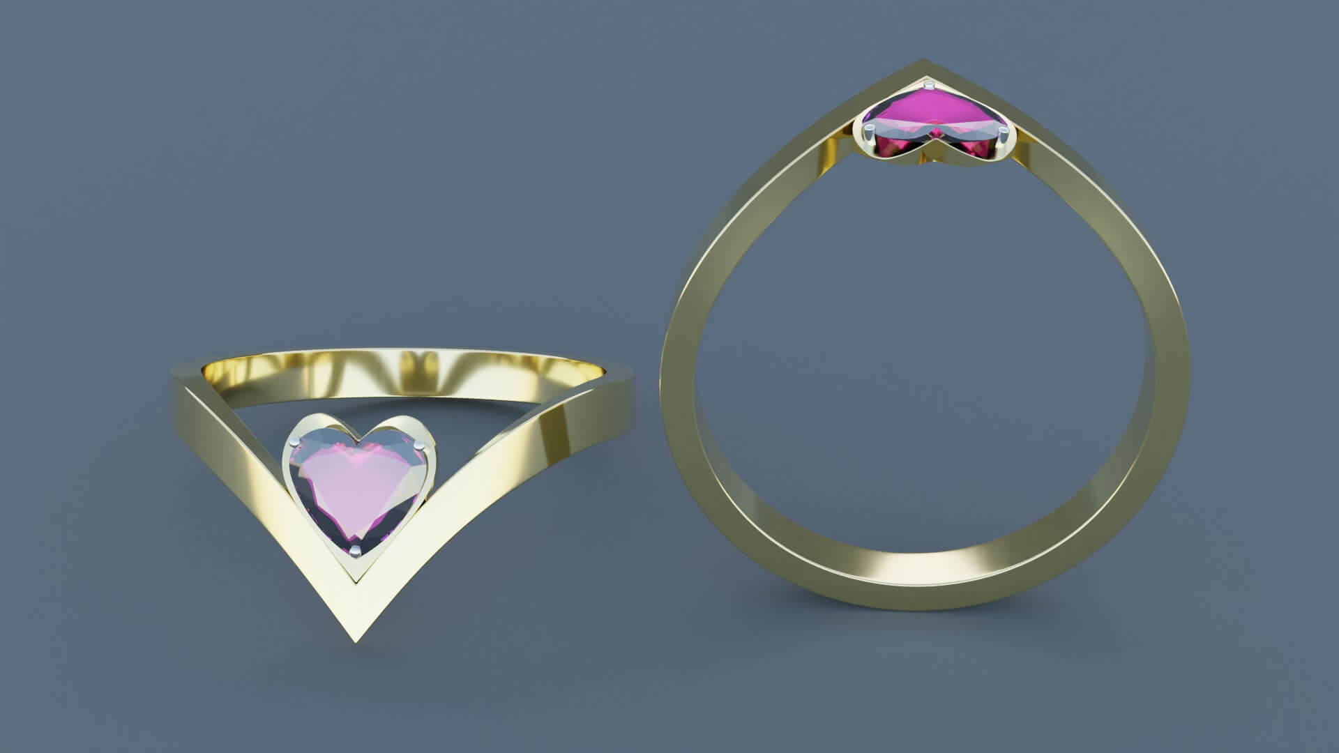 Heart Gold Ring - 3D Model by ilham45