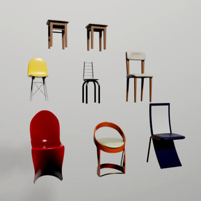 Simple Modern Chairs Set