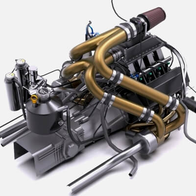 7.0L Twin Turbo Windsor V8 Low-Poly Engine