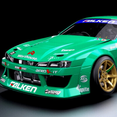 DBZ Evo Falken Nissan Silvia S14 Drift Car Lowpoly Model