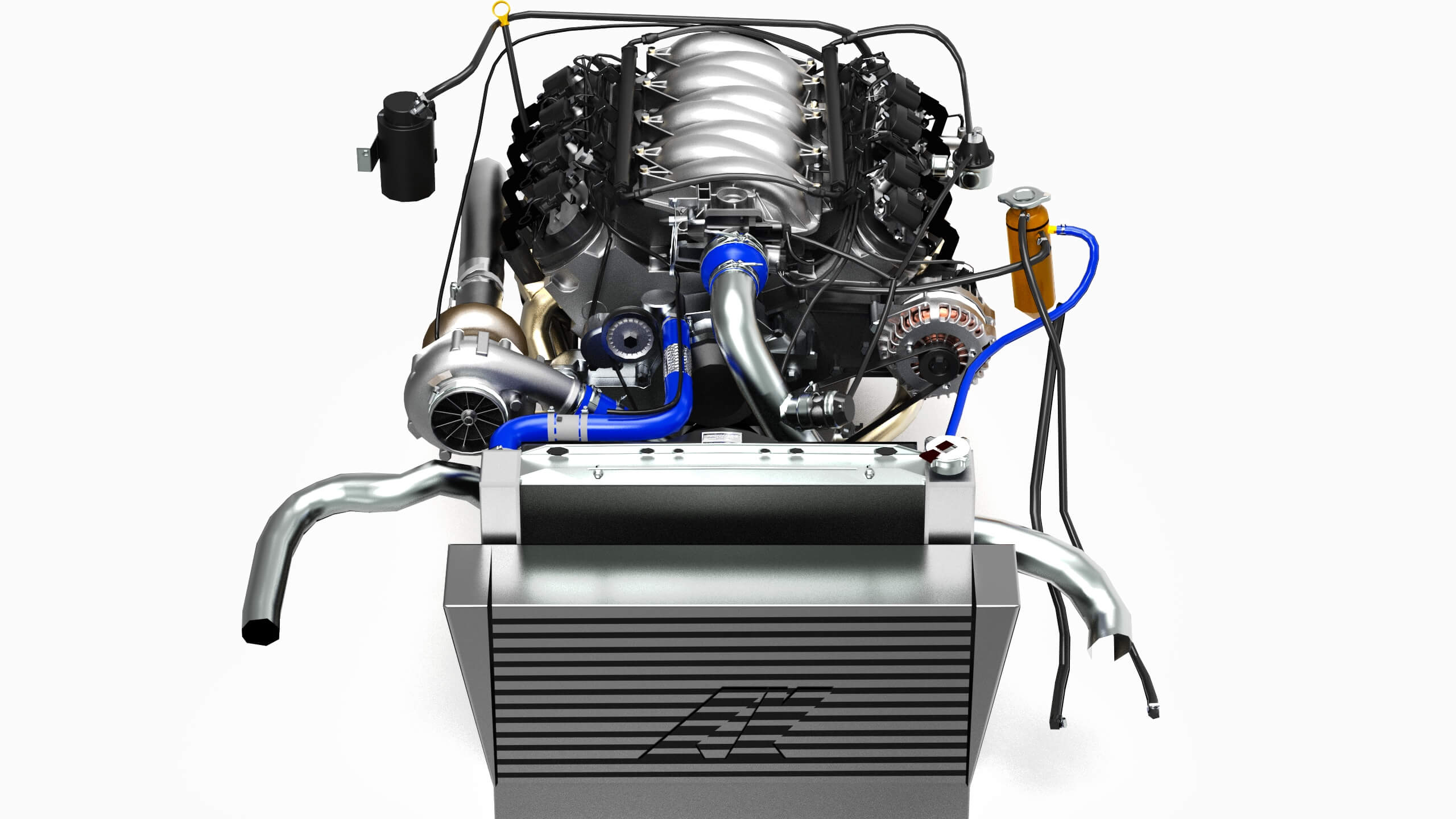Ls Engine Intake 3d Model Chevy LS V8 Turbocharged - 3D Model by impulse99