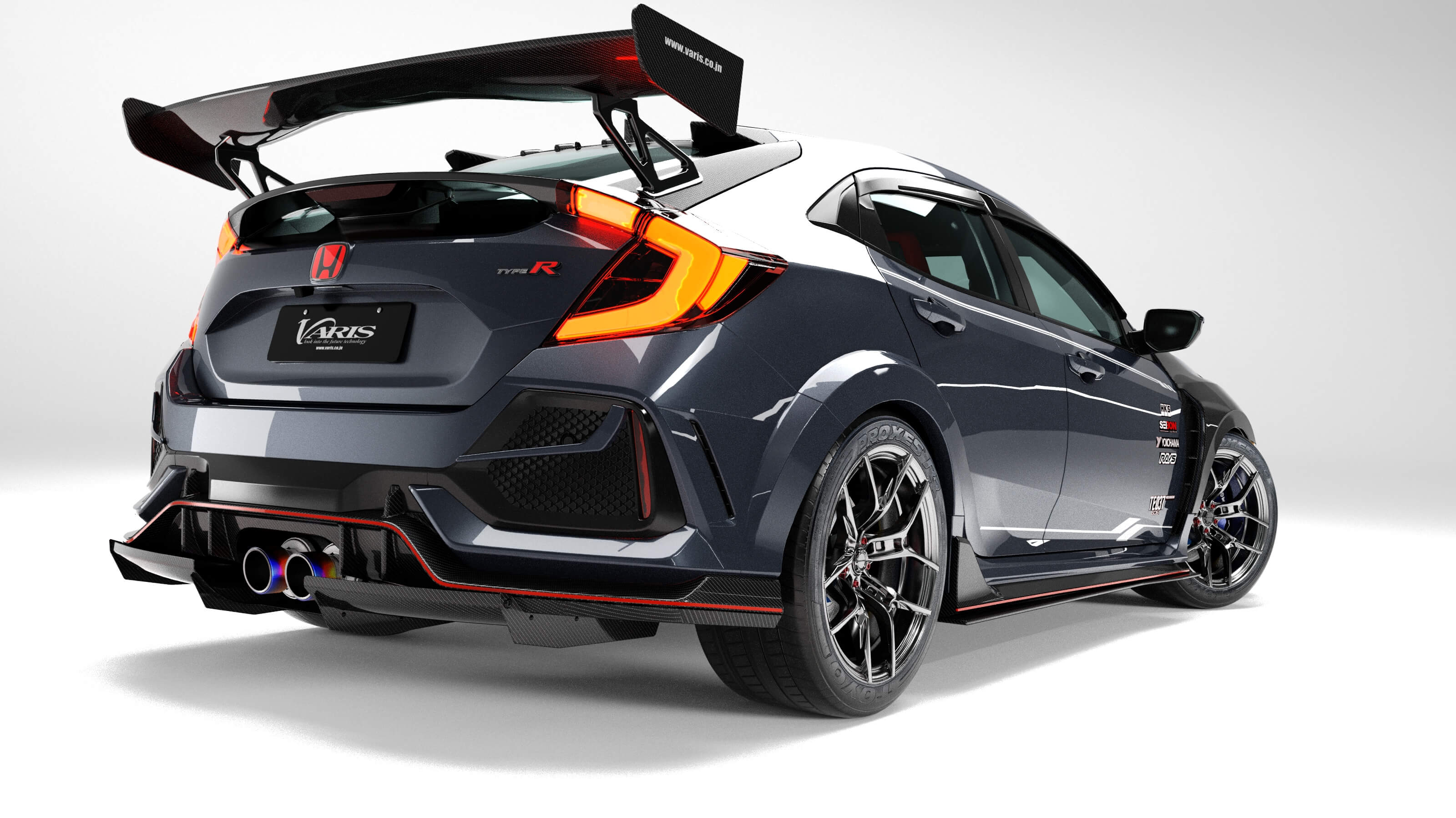 Varis Civic Type R 2019 3D Render, Digital Art by impulse99