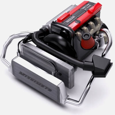 Nissan CA18DET Engine Lowpoly
