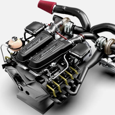 Twin-Turbo V10 Lamborghini Engine