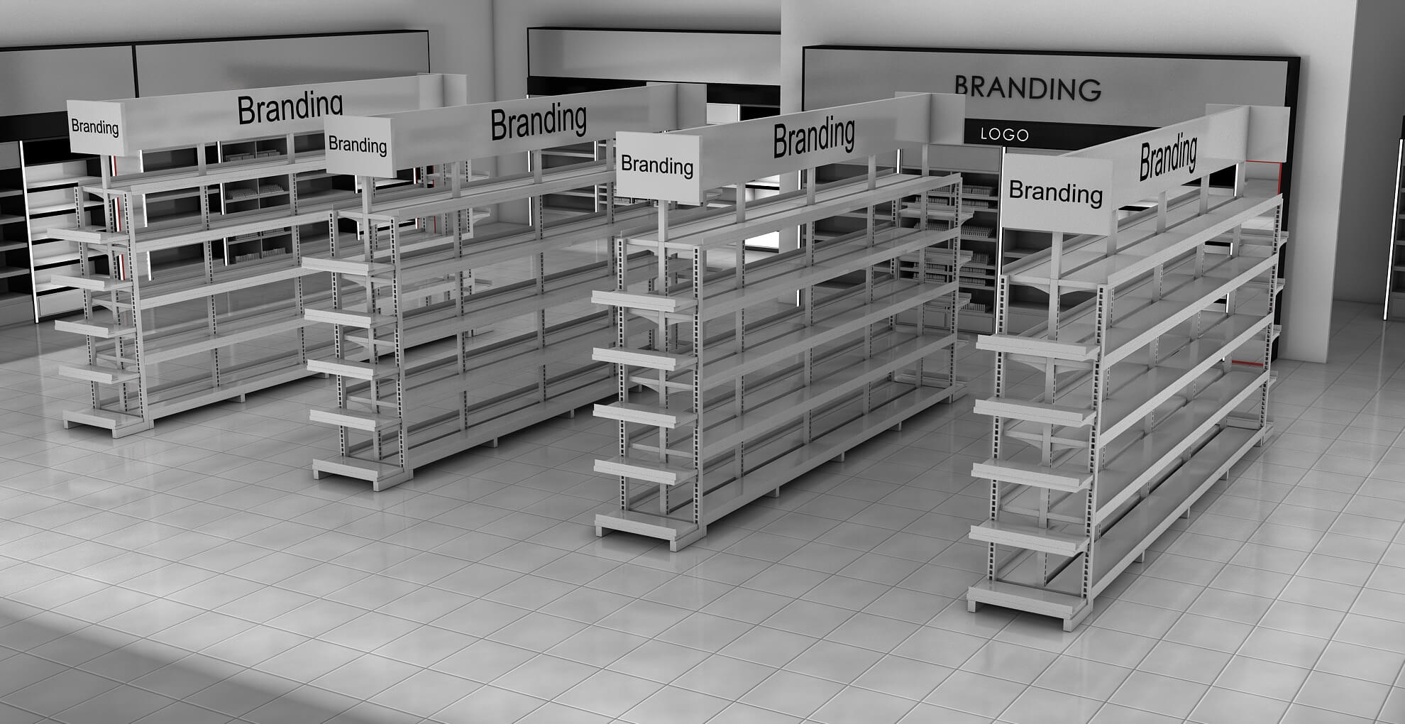 Supermarket Shelves 3D Model by imranghaffar