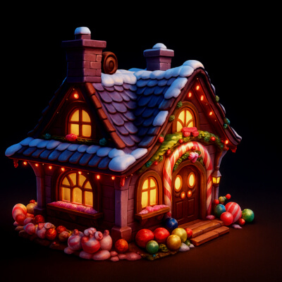 Candy House 3D Model - Cartoon Stylized Fantasy House - Game