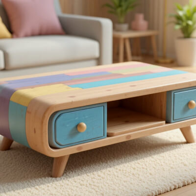 Cartoon Coffee Table 3D Model - Free Stylized Living Room Fu