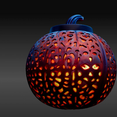 Carved Pumpkin Candle Lantern 3D Model - Decorative Pumpkin