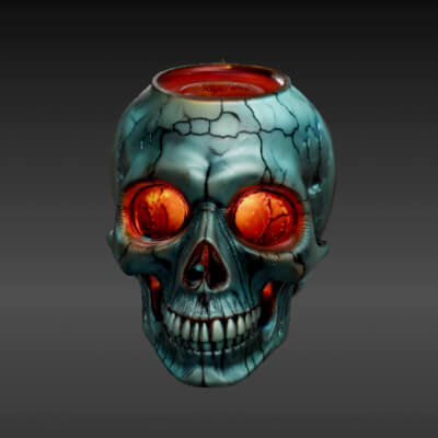 Creepy Skull Candle Holder 3D Print Model Halloween Horror