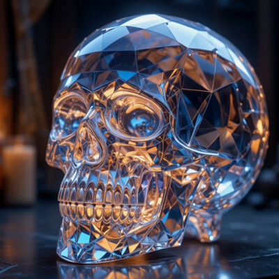 Crystal Skull Lamp 3D Print Model - Elegant Halloween Decor