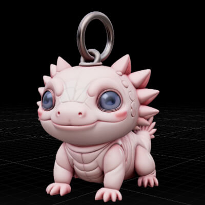 Cute Axolotl Keychain &ndash Kawaii Animal 3D Print Model -
