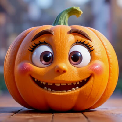 Cute Cartoon Pumpkin - Kids Friendly Halloween 3D Model