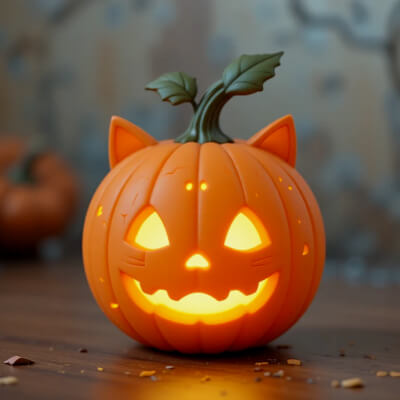 Cute Pumpkin Cat Light 3D Model - Decorative Lamp - Print-Re
