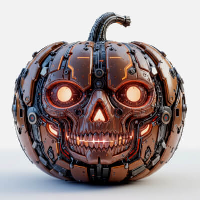 Cyber Jack Pumpkin 3D Model - Futuristic Halloween Lantern