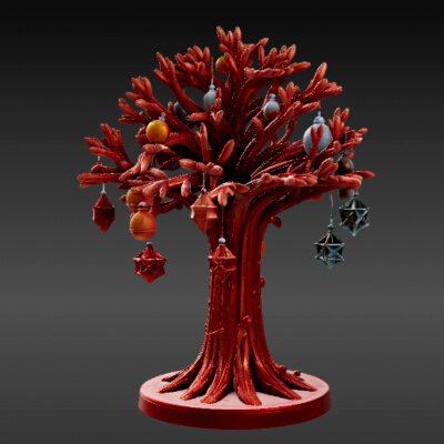 Festive Ornament Tree 3D Model Holiday Hanging Decoration PR