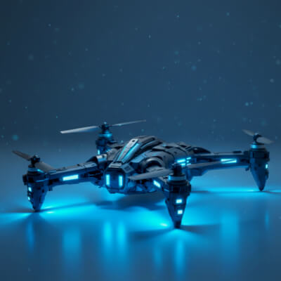 Futuristic Drone 3D Model - Sci-Fi UAV - Game-Ready Low Poly