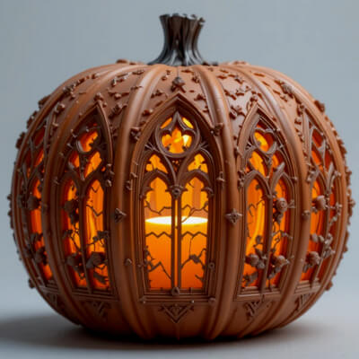 Gothic Pumpkin Lantern 3D Print Model - Intricate Carved Hal