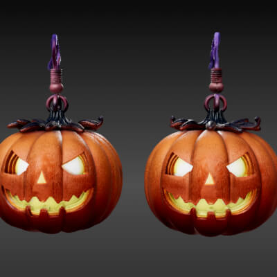Halloween Pumpkin Earrings 3D Printable Cute &amp Spooky Je