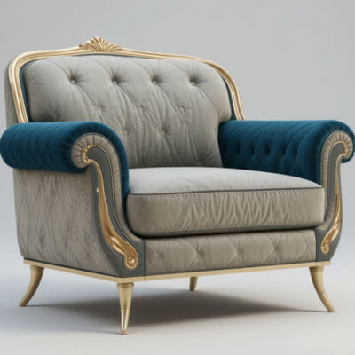 Luxury Royal Lounge Chair 3D Model Modern Elegant Furniture