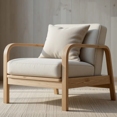Minimalist Wooden Armchair 3D Model Scandinavian Modern Furn