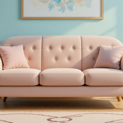 Modern 3-Seater Sofa 3D Model - Cartoon Stylized Living Room