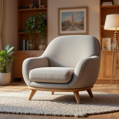Modern Cozy Armchair 3D Model - Stylized Cartoon Furniture