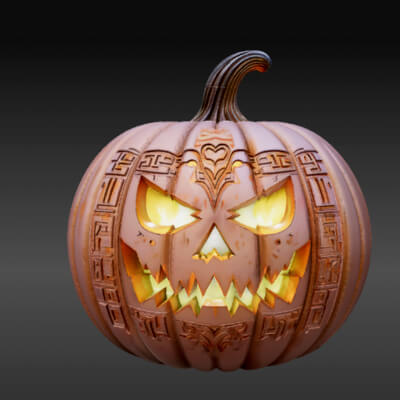 Glow Pumpkin Lantern 3D Model - Elegant Jack-O&rsquo