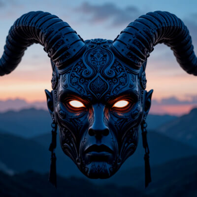 Mystic Horned Mask 3D Print Model Tribal Horned Helmet