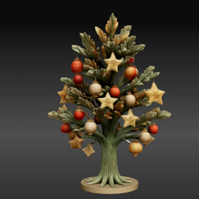 Ornament Tree 3D Model - Festive Hanging Decor - Print Ready