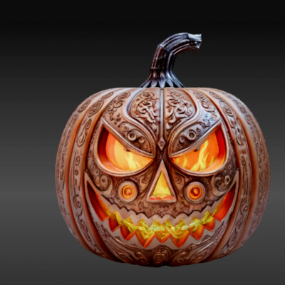 Pumpkin 3D Model - Luxury Jack-O&rsquo-Lantern Lantern - Ma