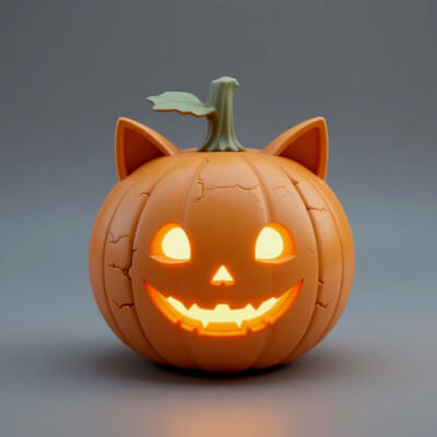 Pumpkin Cat Light 3D Model - Decorative Lamp - Print Ready
