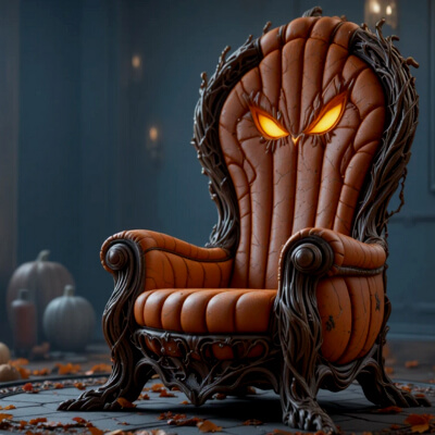 Pumpkin Throne Chair 3D Model Halloween Decor Armchair S