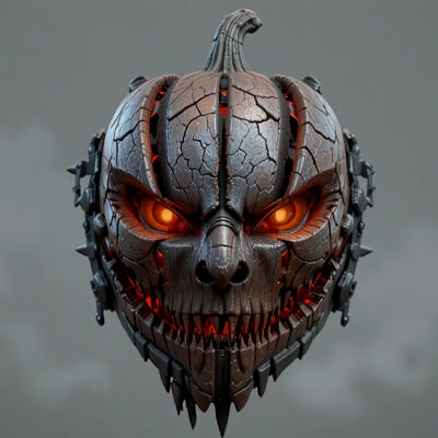 Pumpkin Warrior Mask 3D Print - Halloween Battle Mask