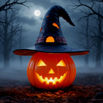 Pumpkin Witch Hat Lantern 3D Print Model Halloween Light dec