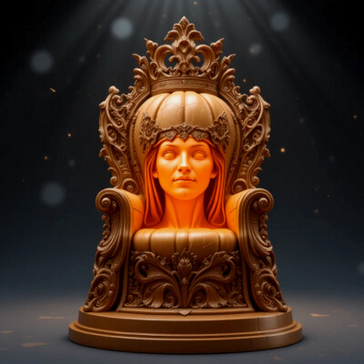 Royal Pumpkin Throne Lantern 3D Print Model Ornate Carved