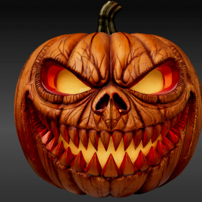 Scary Teeth Jack-O&rsquo-Lantern Pumpkin 3D Model - Hallowe