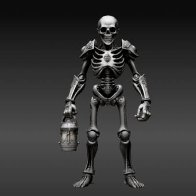 Skeleton Guardian 3D Model - Articulated Halloween Figure
