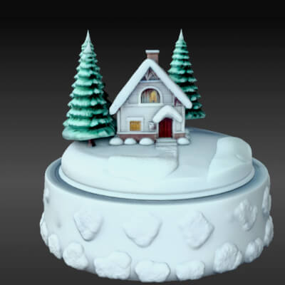 House 3D Model Winter Decoration 3D Model Scene
