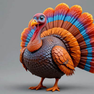Stylized Low-Poly Thanksgiving Turkey 3D Model - Game-Ready