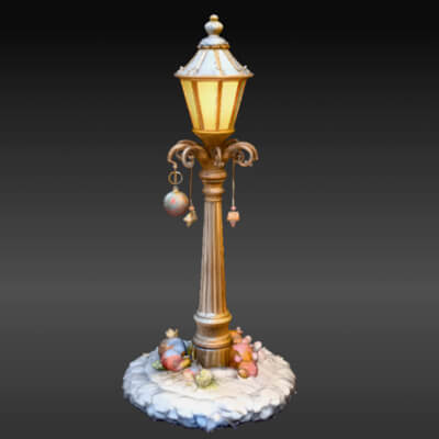 Winter Lantern Street Scene 3D Model - Holiday Decor Lantern