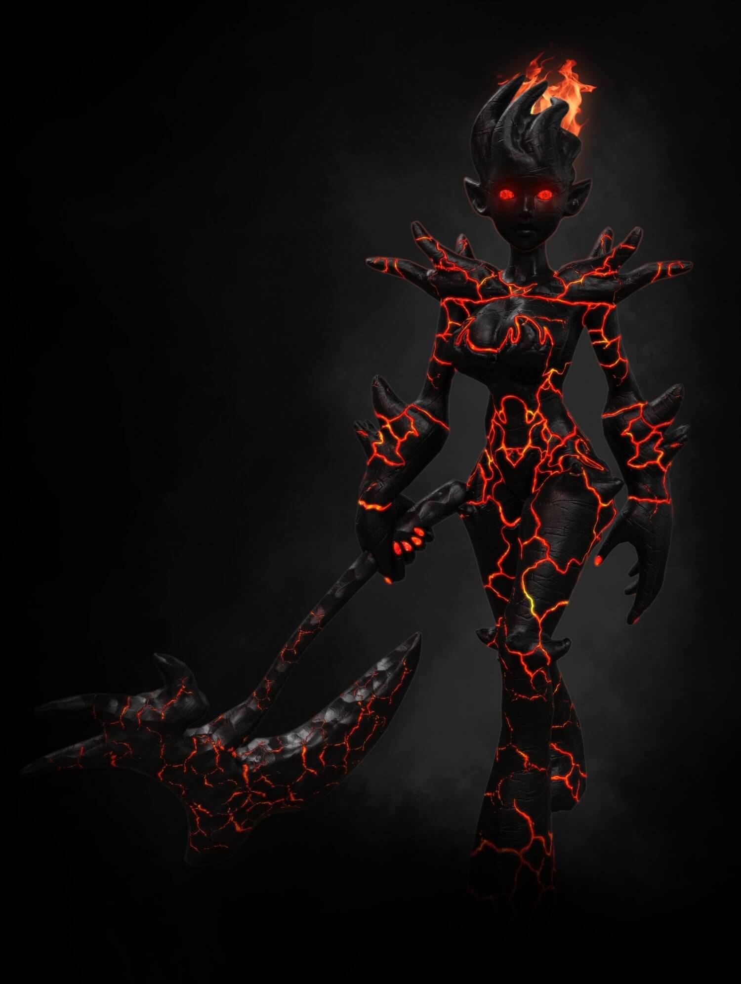 Female Fire Elemental - 3D Model by Inalaatzu